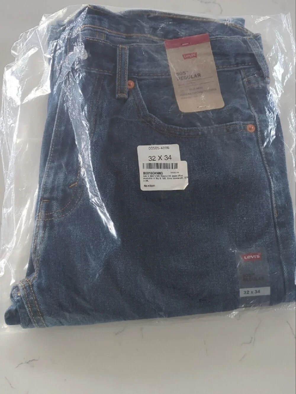 NEW mens Levi's 505 Regular Dark Stonewash Relaxed Fit Men's Jeans - Blue 32x34